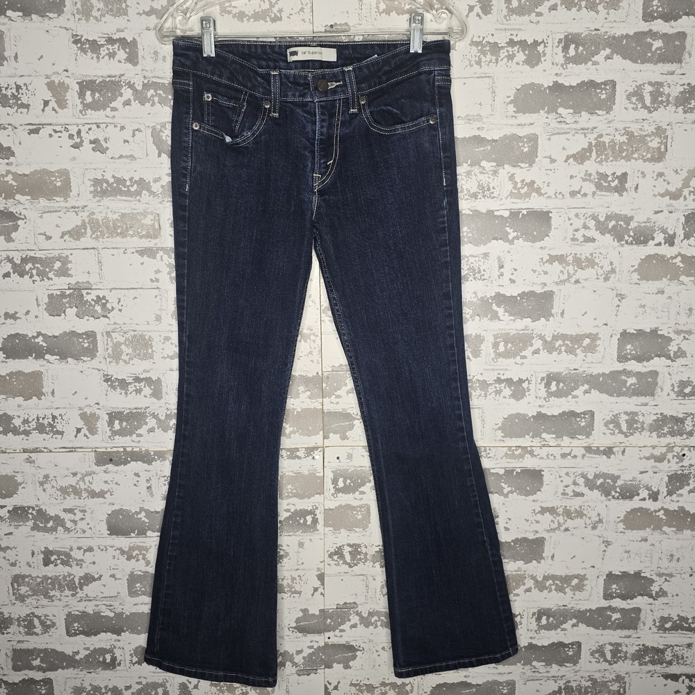 Levis 518 Jeans Womens 29x29 Low Rise Bootcut Zip Fly Dark Wash Denim Blue
